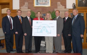 Faculty of the College of Agriculture and Life Sciences accepts an oversized $100,000 check