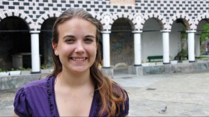 Headshot of Ashlee Hespen outside of the Church of Annunciation in Bulgaria.