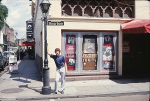 Terry McClain poses against a streetlight on Bourbon Street in 1975