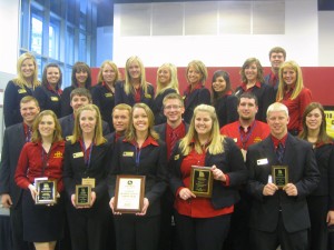 Iowa State University’s student chapter of the National Agri- Marketing Association comes together for a group picture with awards received.