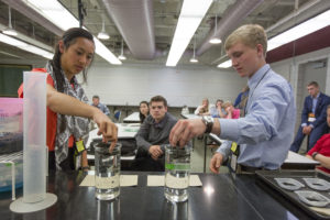 High school students work in an agronomy soils teaching lab during the World Food Prize Iowa Youth Institute