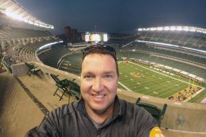 TJ Brewer, standing at the top of Paul Brown Stadium, home of the Cincinnati Bengals